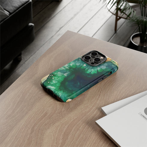 Green Geode in Watercolor - Impact Resistant Phone Case